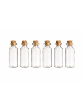 Set of 6 Mini Clear Glass Bottles with Corks Small Glass Vials 2.5 Inch Craft St